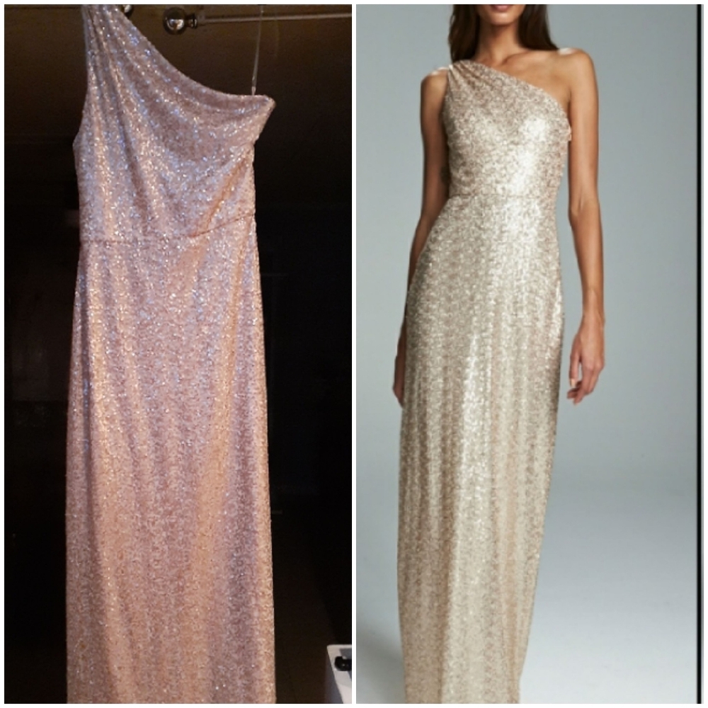 Amsale Bridesmaid/prom rose gold sequin dress sz 6